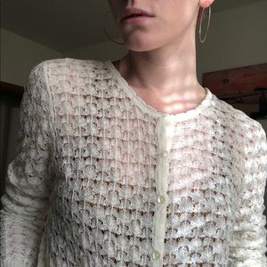 Lace sheer cream / white cardigan size small